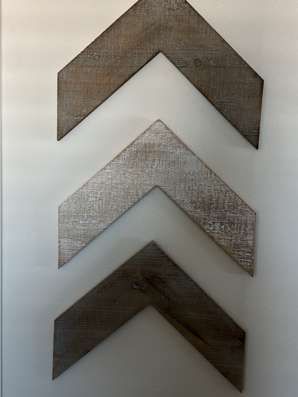 Rustic Chevron Wood Wall Decor - Neutral Brown and White